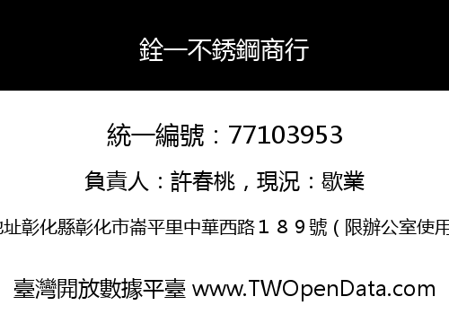銓一不銹鋼商行