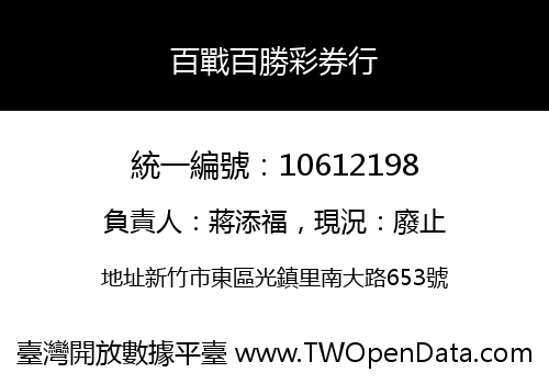 百戰百勝彩券行