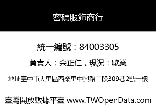 密碼服飾商行