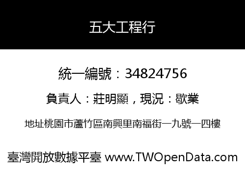 五大工程行