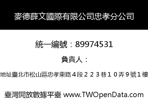 麥德薛文國際有限公司忠孝分公司