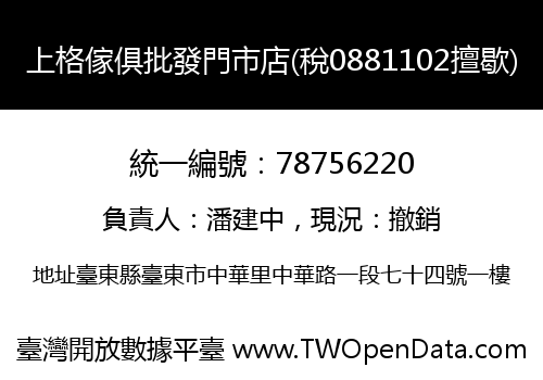 上格傢俱批發門市店(稅0881102擅歇)