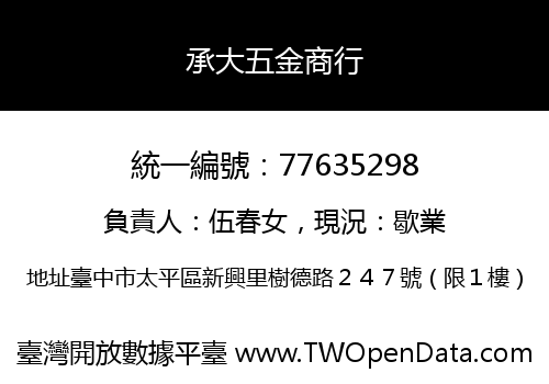 承大五金商行