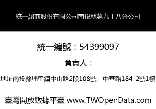 統一超商股份有限公司南投縣第九十八分公司