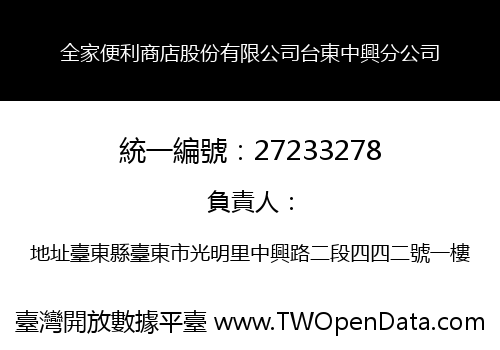 全家便利商店股份有限公司台東中興分公司