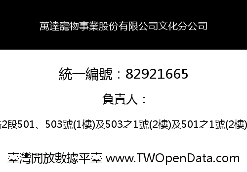 萬達寵物事業股份有限公司文化分公司