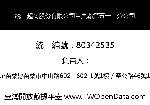 統一超商股份有限公司苗栗縣第五十二分公司