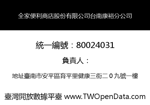 全家便利商店股份有限公司台南康裕分公司