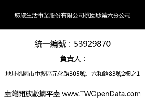 悠旅生活事業股份有限公司桃園縣第六分公司