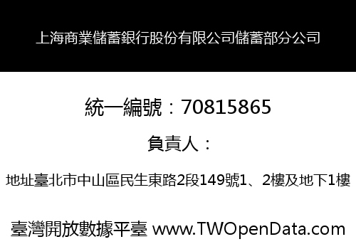 上海商業儲蓄銀行股份有限公司儲蓄部分公司