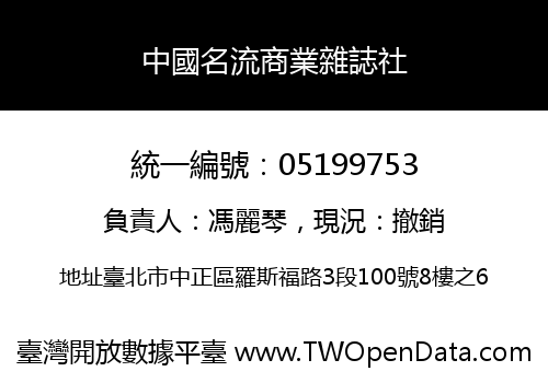 中國名流商業雜誌社