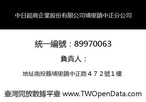 中日超商企業股份有限公司埔里鎮中正分公司