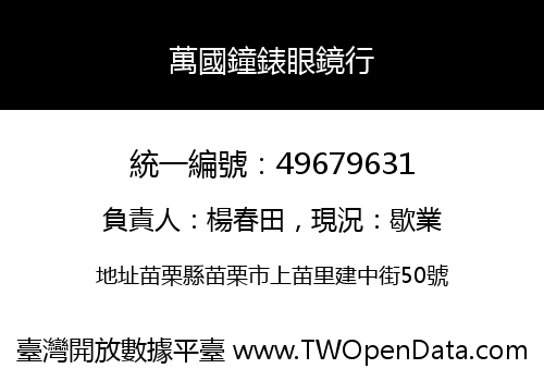 萬國鐘錶眼鏡行