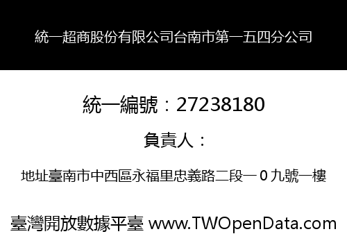 統一超商股份有限公司台南市第一五四分公司