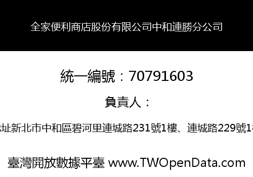 全家便利商店股份有限公司中和連勝分公司