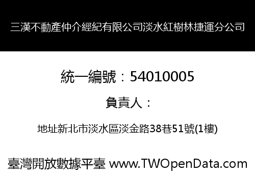 三漢不動產仲介經紀有限公司淡水紅樹林捷運分公司