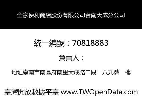 全家便利商店股份有限公司台南大成分公司