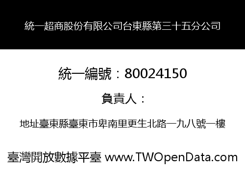統一超商股份有限公司台東縣第三十五分公司
