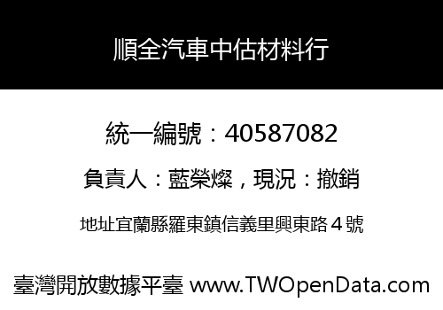 順全汽車中估材料行