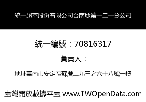 統一超商股份有限公司台南縣第一二一分公司