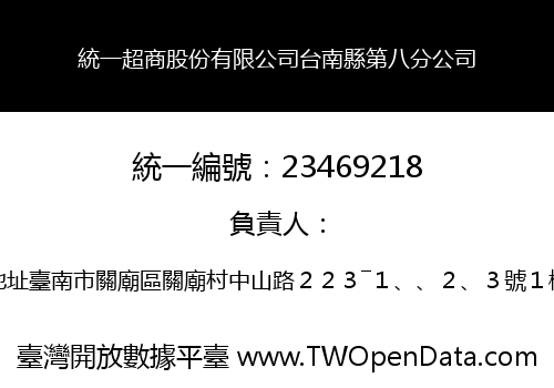 統一超商股份有限公司台南縣第八分公司