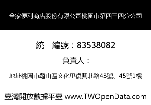 全家便利商店股份有限公司桃園市第四三四分公司