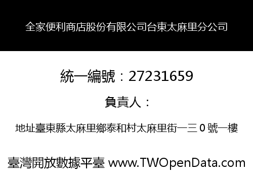 全家便利商店股份有限公司台東太麻里分公司