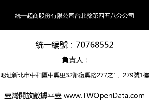 統一超商股份有限公司台北縣第四五八分公司