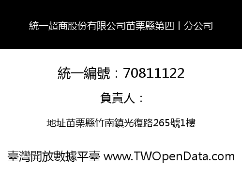 統一超商股份有限公司苗栗縣第四十分公司
