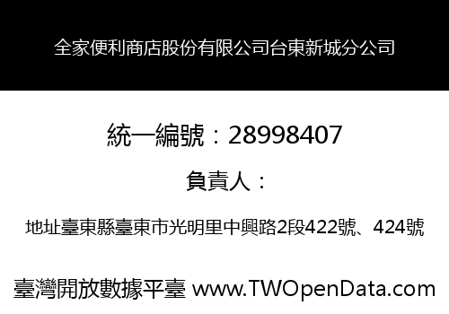 全家便利商店股份有限公司台東新城分公司