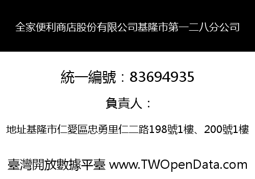 全家便利商店股份有限公司基隆市第一二八分公司