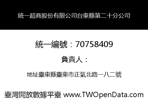 統一超商股份有限公司台東縣第二十分公司