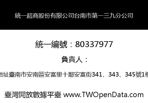 統一超商股份有限公司台南市第一三九分公司