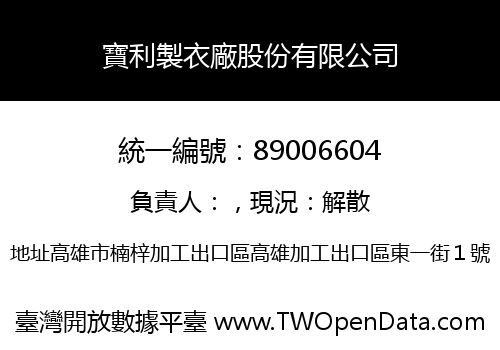 寶利製衣廠股份有限公司