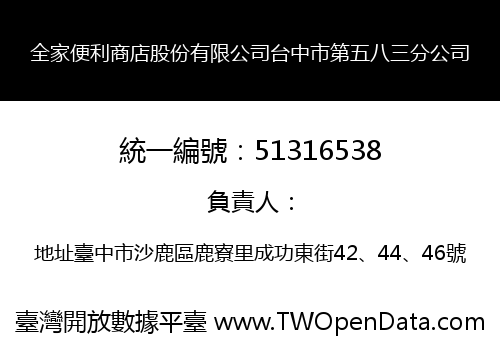 全家便利商店股份有限公司台中市第五八三分公司