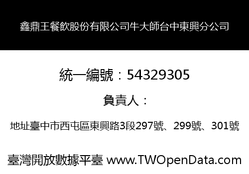 鑫鼎王餐飲股份有限公司牛大師台中東興分公司