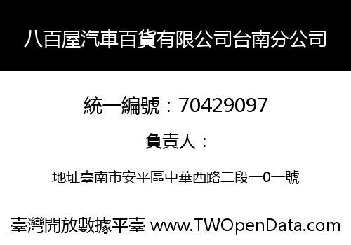 八百屋汽車百貨有限公司台南分公司