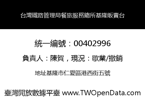 台灣鐵路管理局餐旅服務總所基隆販賣台