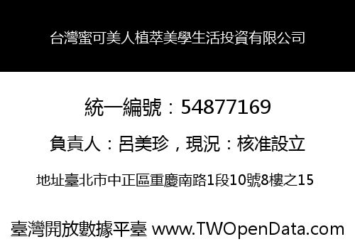 台灣蜜可美人植萃美學生活投資有限公司