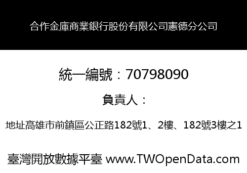 合作金庫商業銀行股份有限公司憲德分公司