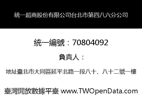 統一超商股份有限公司台北市第四八六分公司