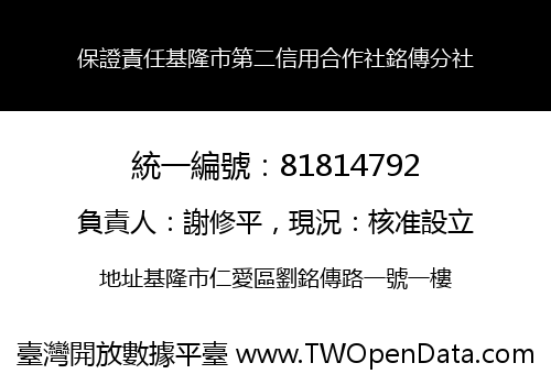 保證責任基隆市第二信用合作社銘傳分社