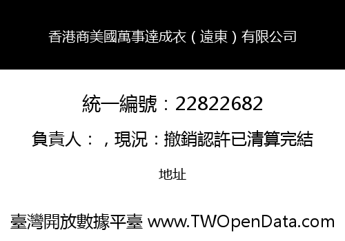 香港商美國萬事達成衣（遠東）有限公司