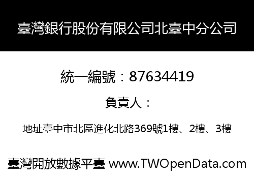 臺灣銀行股份有限公司北臺中分公司