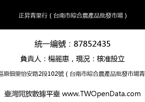 正昇青果行（台南市綜合農產品批發市場）