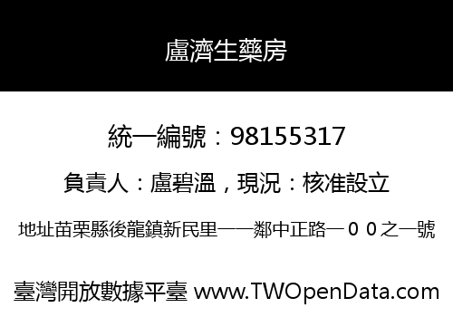 盧濟生藥房