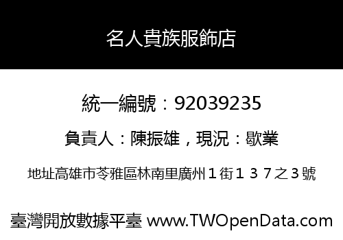 名人貴族服飾店