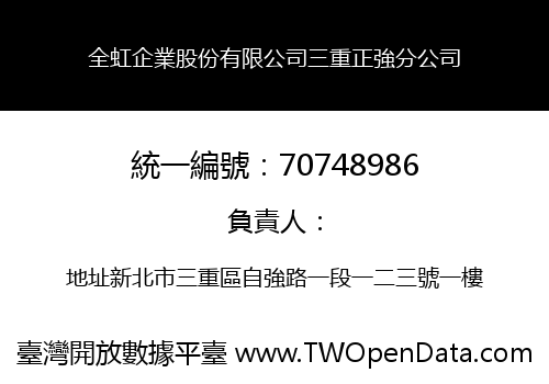 全虹企業股份有限公司三重正強分公司