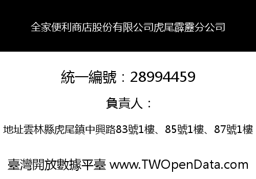 全家便利商店股份有限公司虎尾霹靂分公司