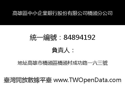 高雄區中小企業銀行股份有限公司橋頭分公司